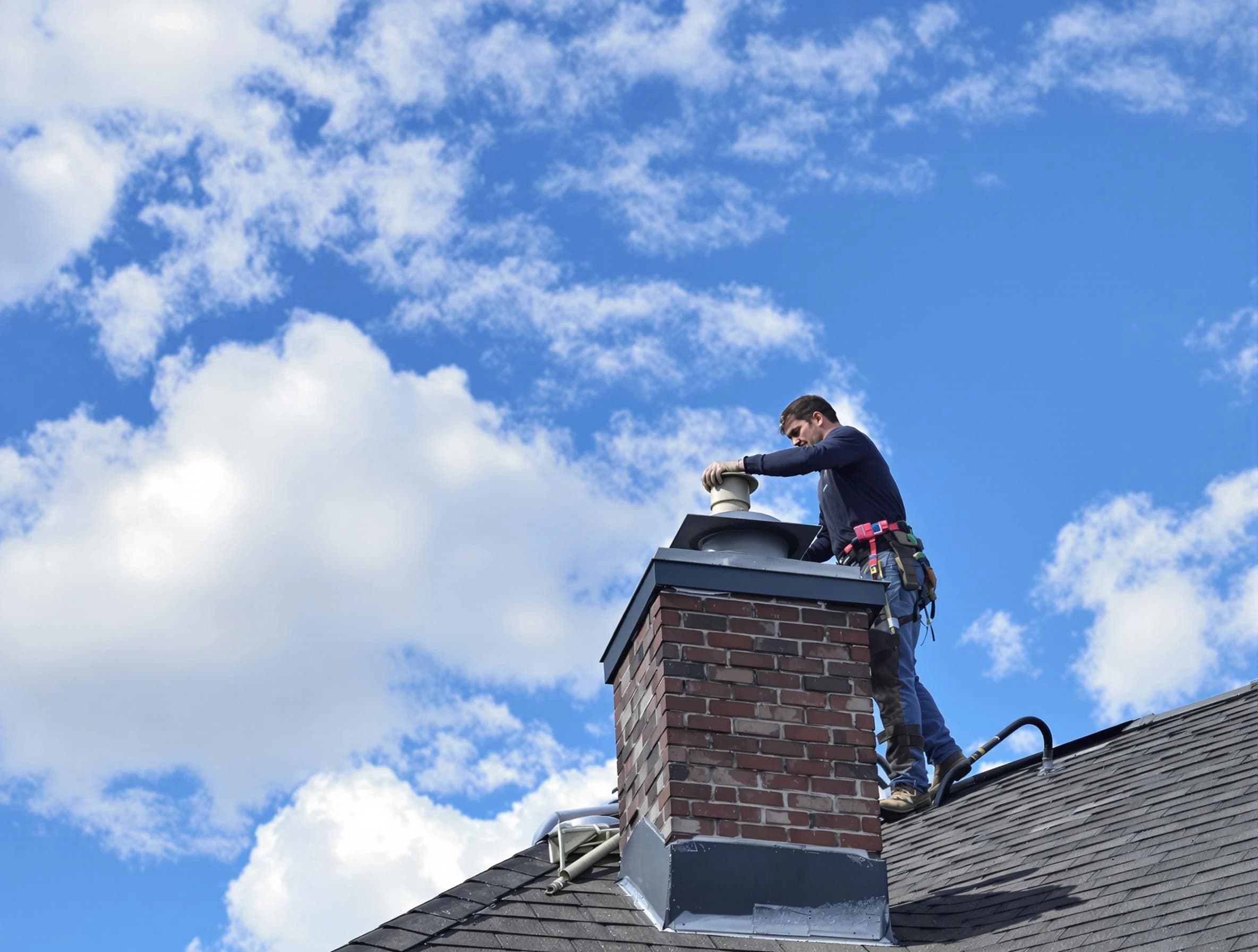Bergenfield Chimney Sweep installing a sturdy chimney cap in Bergenfield, NJ