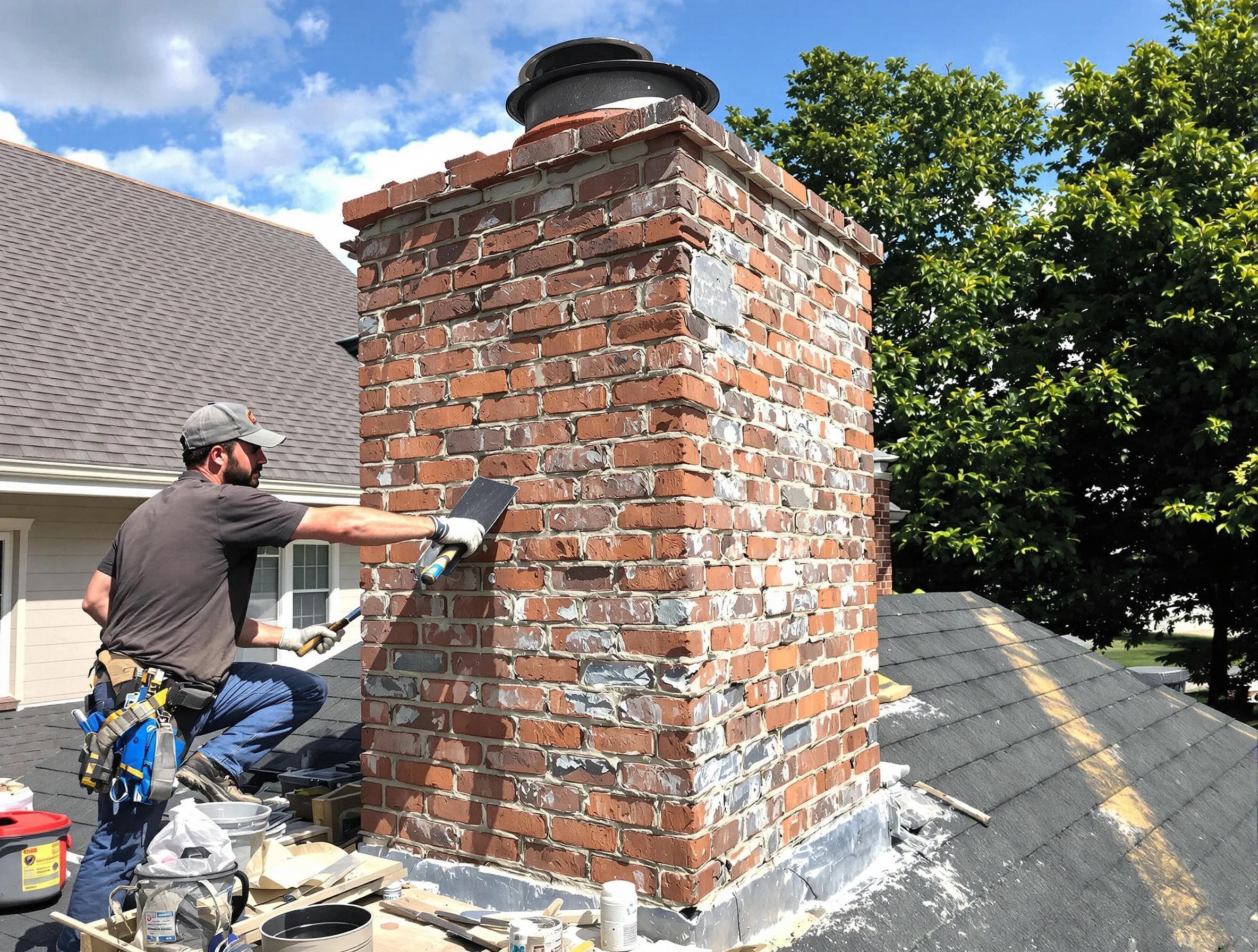 Completed chimney rebuild by Bergenfield Chimney Sweep in Bergenfield, NJ