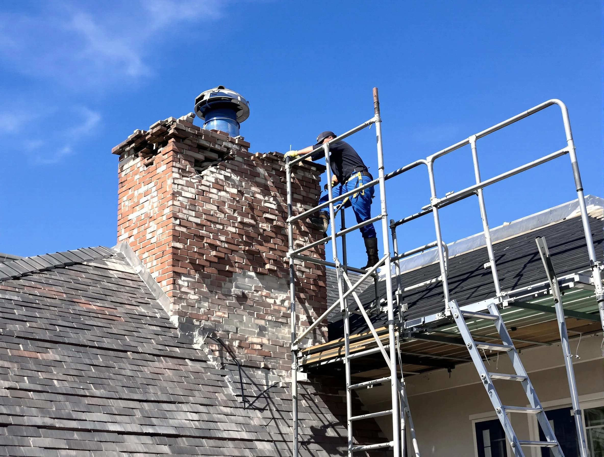 Rebuilding a chimney structure by Bergenfield Chimney Sweep in Bergenfield, NJ