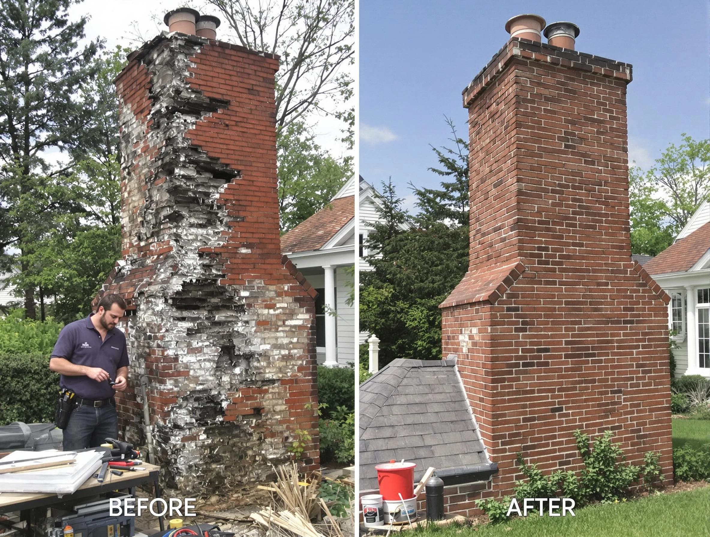 Bergenfield Chimney Sweep performing a full chimney restoration in Bergenfield, NJ