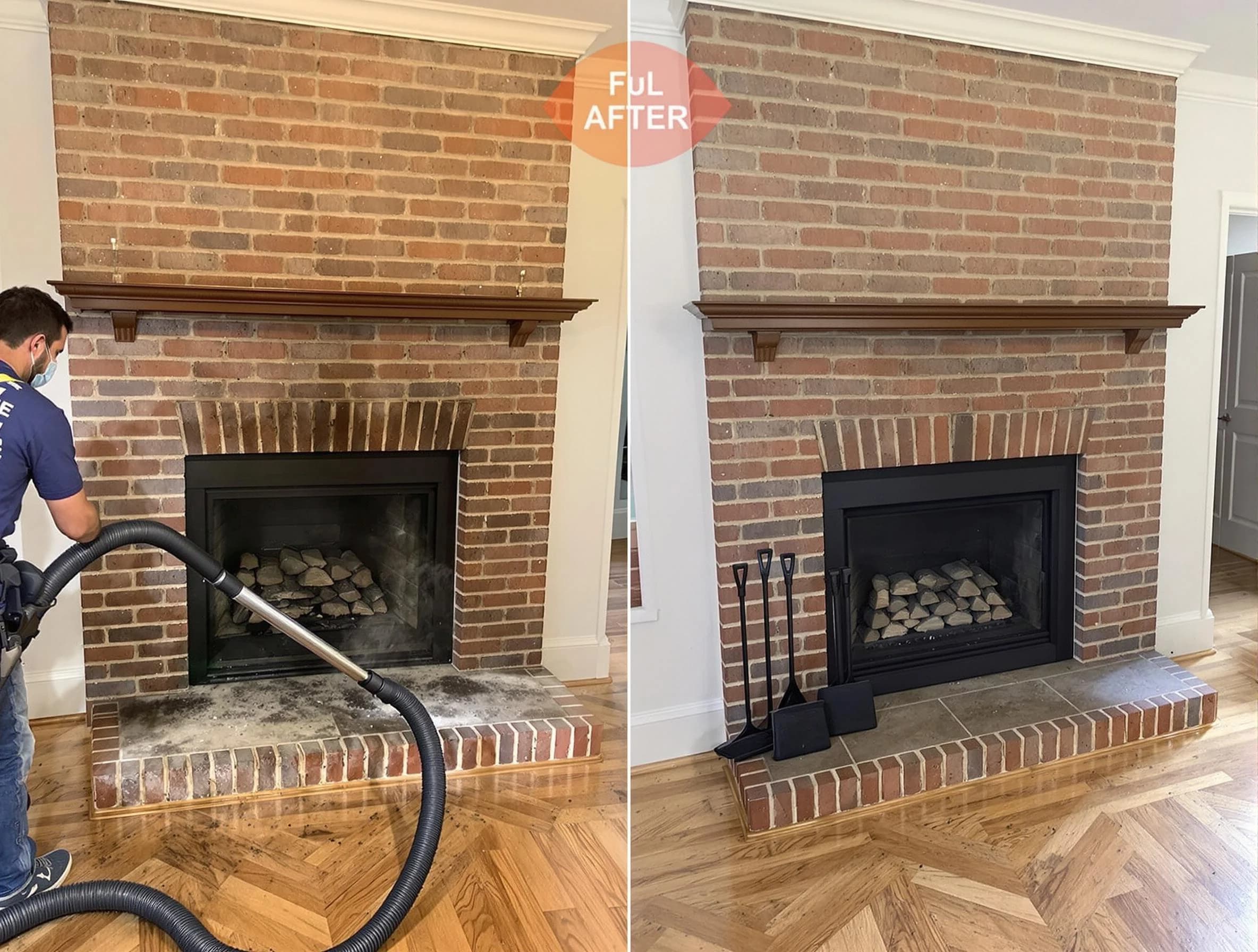 Bergenfield Chimney Sweep carefully sanitizing a fireplace in Bergenfield, NJ