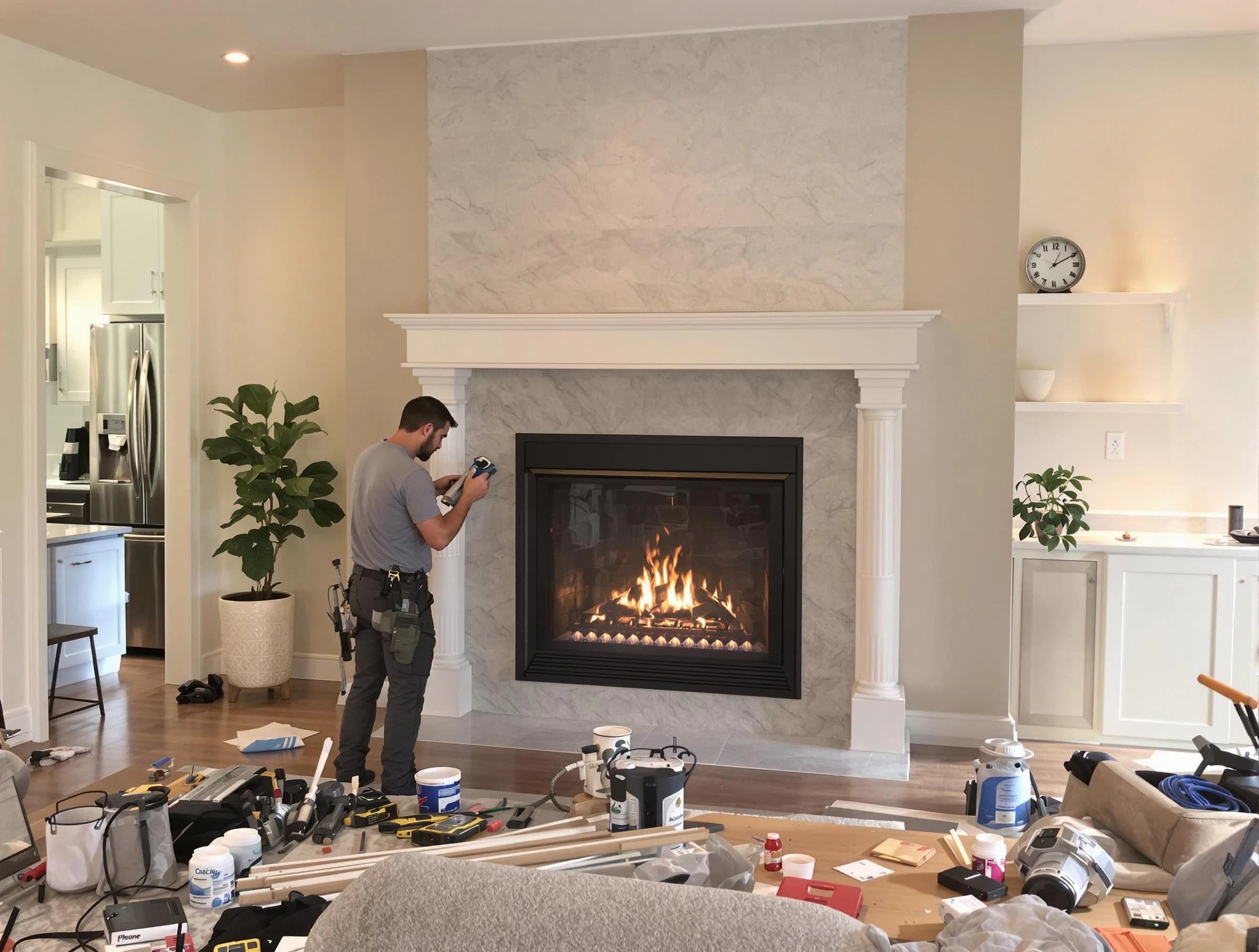 Newly installed fireplace by Bergenfield Chimney Sweep in Bergenfield, NJ