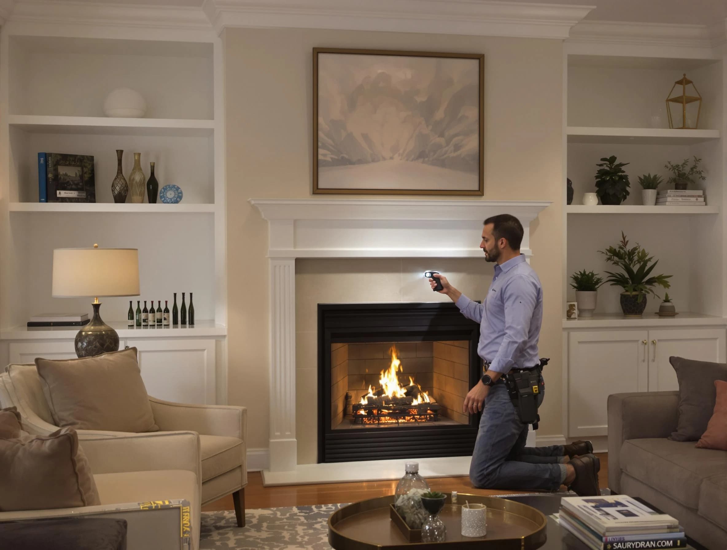 Bergenfield Chimney Sweep conducting a fireplace safety inspection in Bergenfield, NJ