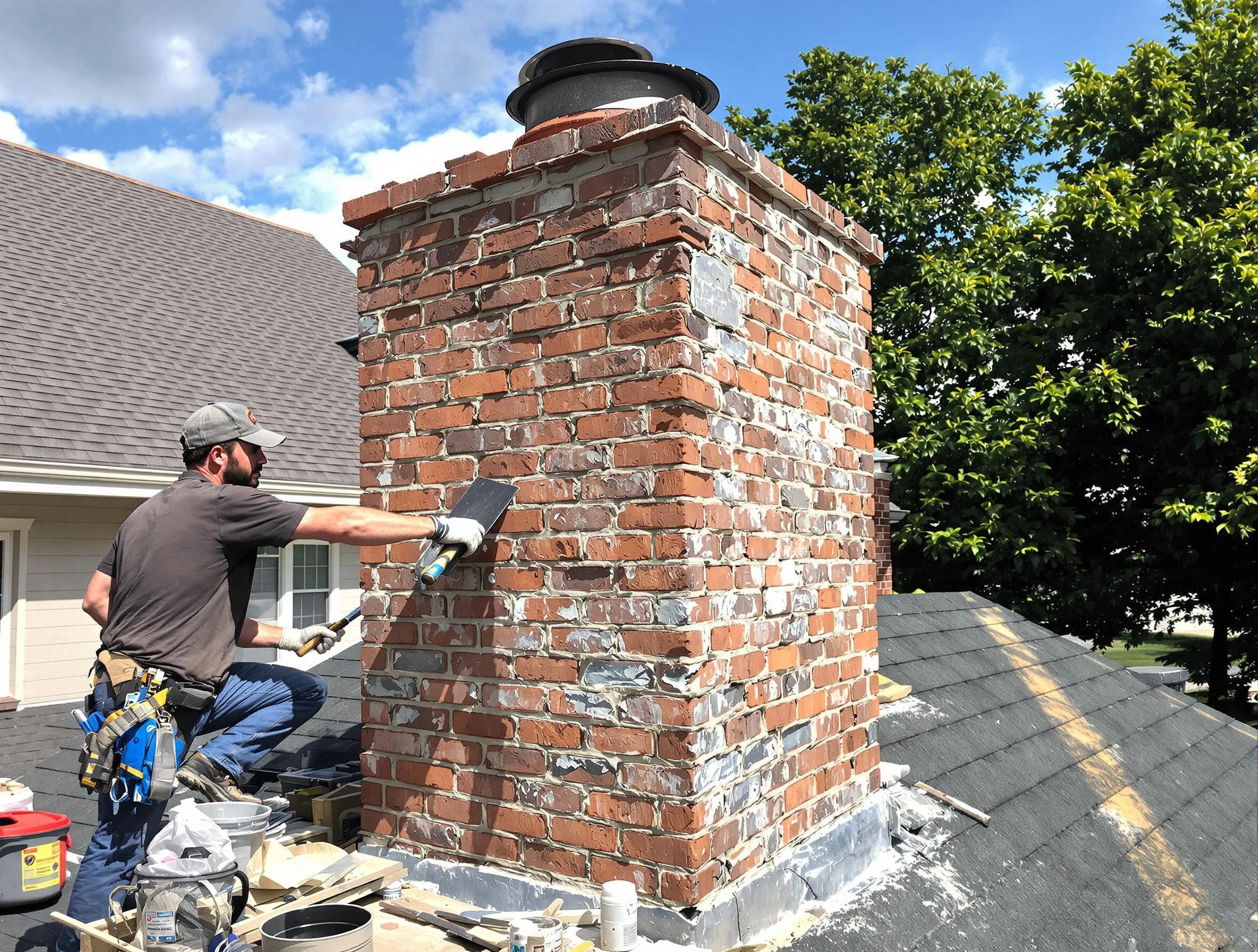 Completed chimney rebuild by Bergenfield Chimney Sweep in Bergenfield, NJ